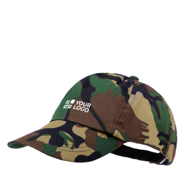 Boné de 5 painéis de algodão e poliéster com padrão de camuflagem