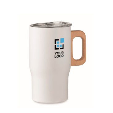 Caneca de aço inoxidável reciclado com pega de madeira 350 ml