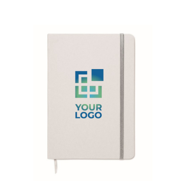 Caderno de linhas branco com fita elástica e marca-página colorido A5