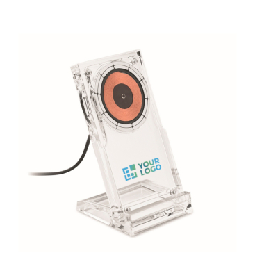 Suporte transparente para o telemóvel com carregador sem fios 15 W
