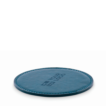 Base para copos redonda de couro sintético para personalizar