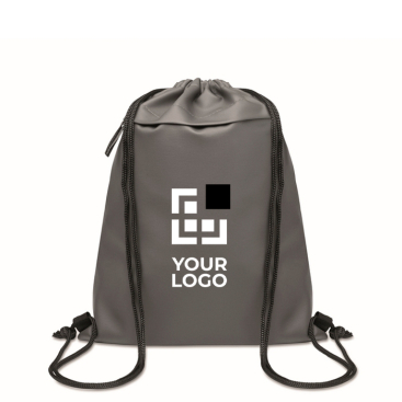 Mochila de cordão de rPET e PU com bolso frontal