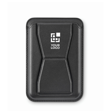 Porta-cartões magnético de pele para telemóvel com função de suporte