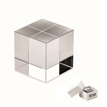 Elegante prémio em forma de cubo de vidro para personalizar