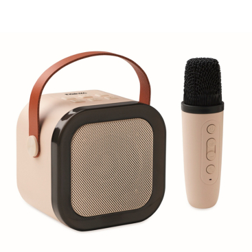 Conjunto de karaoke, colunas estilo vintage com luzes LED e microfone