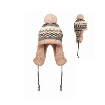 Gorro de forro polar e poliéster com orelheiras para adulto