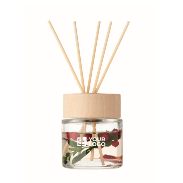 Ambientador de 6 varetas com aroma a baunilha e flores decorativas