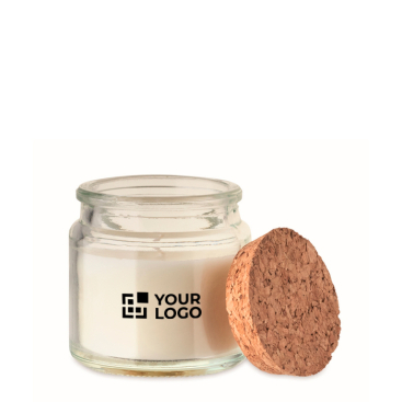 Vela de cera vegetal com aroma a baunilha e tampa de cortiça