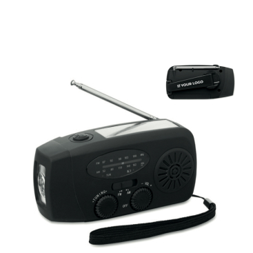 Rádio portátil solar com lanterna e bateria externa de emergência