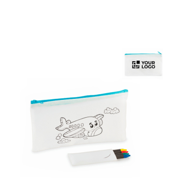 Estojo non-woven para criança para colorir com 4 lápis