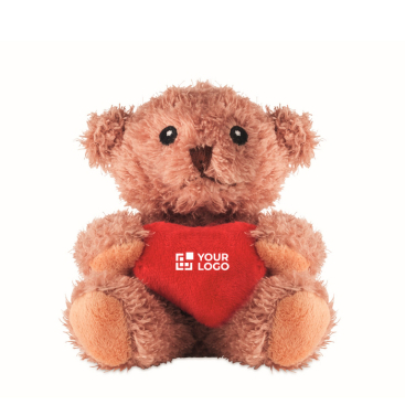 Ursinho de peluche de poliéster com coração vermelho personalizável