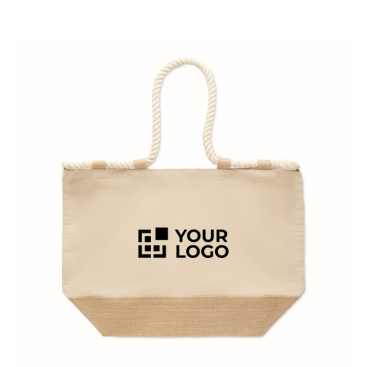 Saco de praia de algodão com juta e fecho de correr 280 g/m2