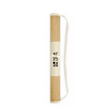 Tapete de praia de palha natural enrolável com alça