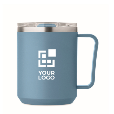 Caneca de parede dupla com tampa deslizante transparente 400 ml