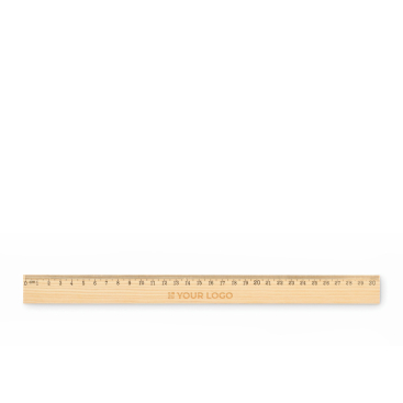 Régua de madeira de pinheiro 30 cm com escala dupla