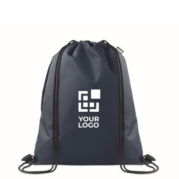 Mochila de cordão de rPET com bolso lateral e fecho de correr