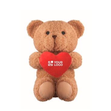 Urso de peluche grande, 23 cm com coração vermelho