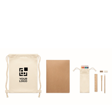 Set de desenho para crianças com lápis de cor, borracha, régua e afia