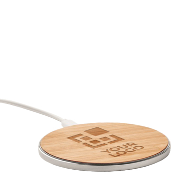 Carregador redondo sem fios de carregamento rápido feito de bambu, 10W