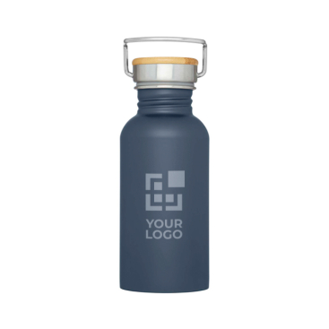 Garrafa de aço inoxidável de parede simples e tampa com bambu 550 ml