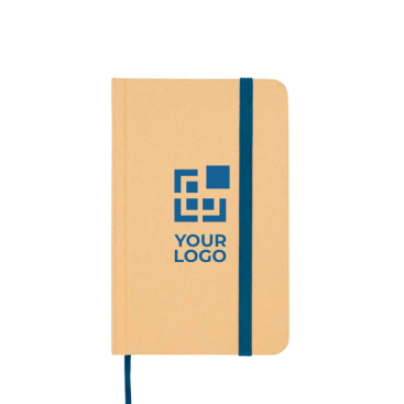 Caderno de capa dura de papel reciclado com fita, folhas A6 lisas