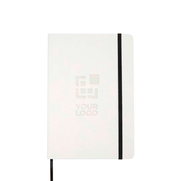 Caderno de capa dura e papel de pedra, folhas A5 pautadas