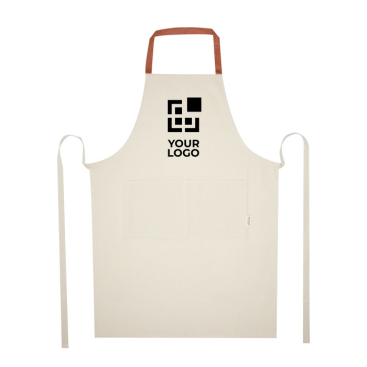 Avental de algodão reciclado com fita de pescoço colorida 200 g/m2