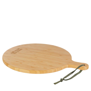 Tábua de cortar de bambu com tira colorida no cabo