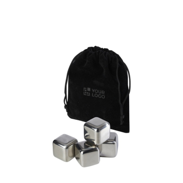 Conjunto de 4 cubos de gelo reutilizáveis de aço inoxidável