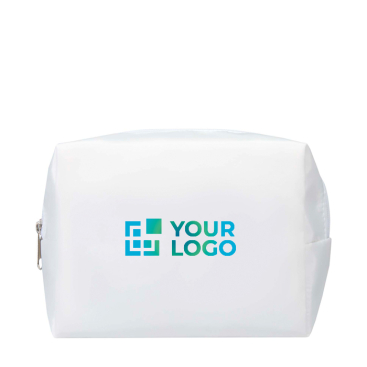 Nécessaire de viagem de poliéster reciclado com asa e fecho de correr