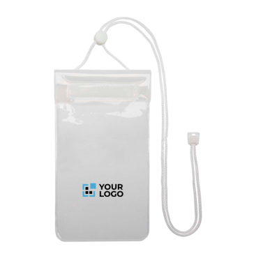 Bolsa impermeável grande de plástico para telemóvel com cordão