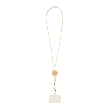 Lanyard para telemóvel com detalhe de bambu ecológico no centro