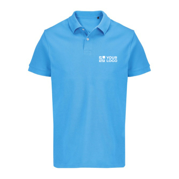 Polo de algodão penteado de manga curta para homem e 2 botões 