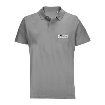 Polo unissexo 100% de algodão penteado e gola canelada com 2 botões 