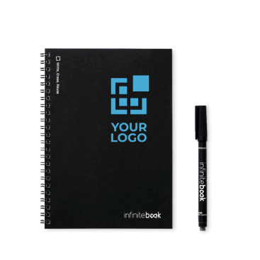 Caderno infinito com capa flexível e marcador, folhas A5 pautadas