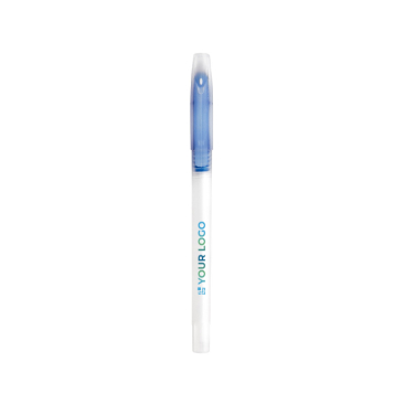Caneta transparente com base colorida cor azul