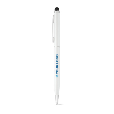 Canetas gravadas com ponteira tátil de cor cromada tinta azul Vip Thin