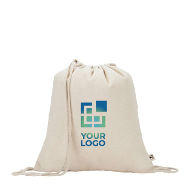 Mochila de cordão de algodão reciclado em cor natural 180 g/m2