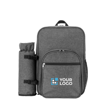 Mochila térmica para piquenique de poliéster reciclado com utensílios