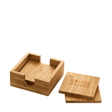 Conjunto de 4 bases para copos em bambu cor marfil