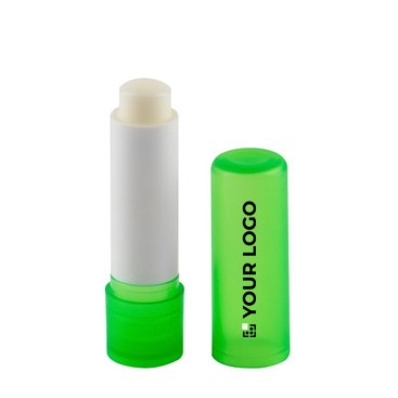Bálsamo labial vegan com aroma a baunilha e embalagem transparente