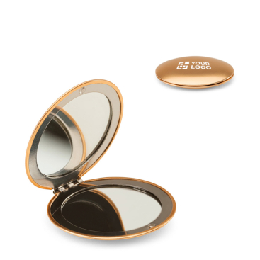 Espelho redondo de alumínio de dupla face com fecho magnético