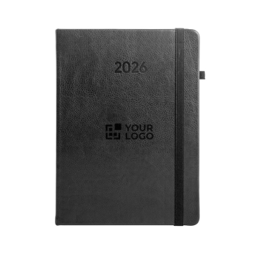 Agenda em couro sintético com suporte para caneta e planeamento semanal B5