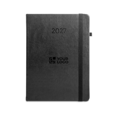 Agenda B5 com capa em pele sintética resistente à água e fecho elástico