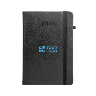 Agenda em couro sintético com suporte para caneta e planeamento diário B5