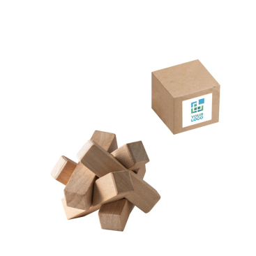 Quebra-cabeças natural de bambu em forma de estrela para montar