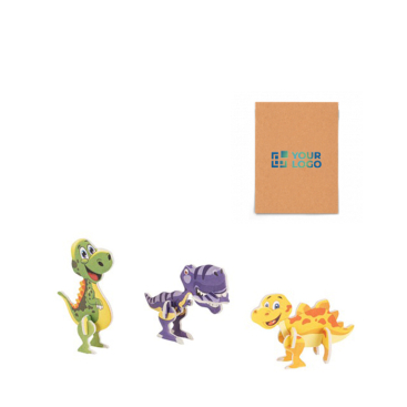 Puzzle 3D de papel 3 em 1 em forma de dinossauro ideal para crianças