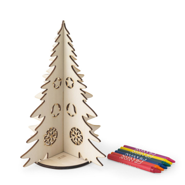 Árvore de Natal em madeira natural FSC™ dobrável e para colorir