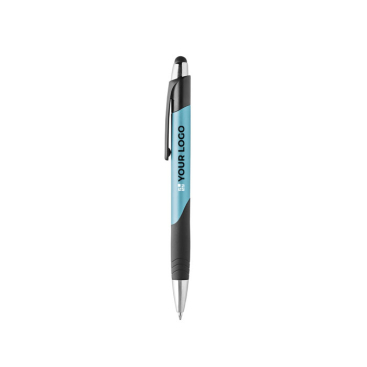 Esferográfica de plástico em cores com botão de toque tinta azul vista principal