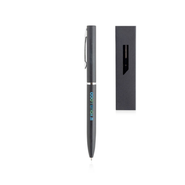 Esferográfica de metal luxuosa em cores mate com bolsa, tinta azul vista principal